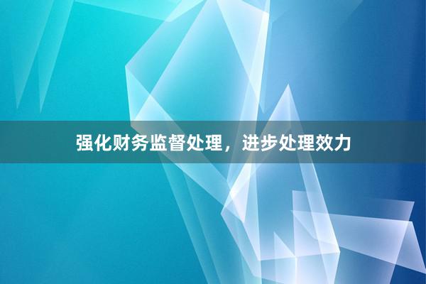 强化财务监督处理,进步处理效力